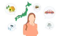 観光について考えている女性のイラスト