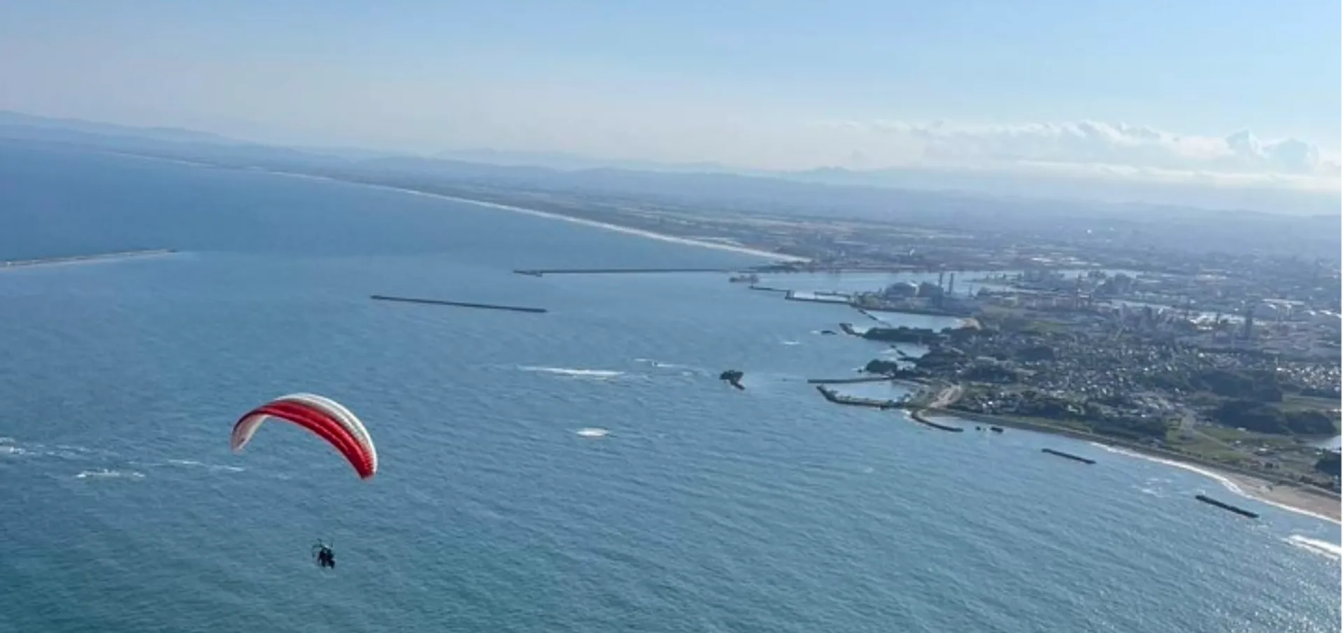 Paragliding over the ocean