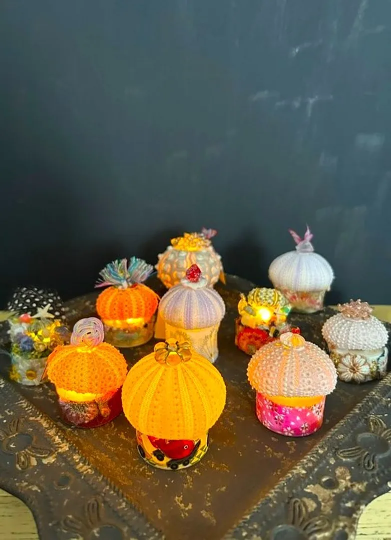 saji syrup「七夕和紙を使ってウニらんぷ作り」