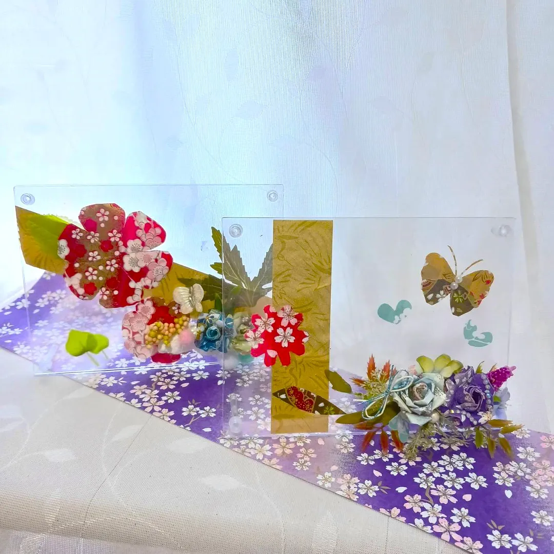 flower design fasy「～仙台七夕和紙で彩る～ フレームアレンジメント」
