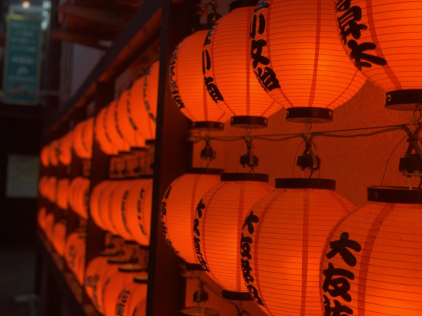 外にズラリと並ぶ提灯は幻想的な雰囲気で、フォトスポットにもなっています