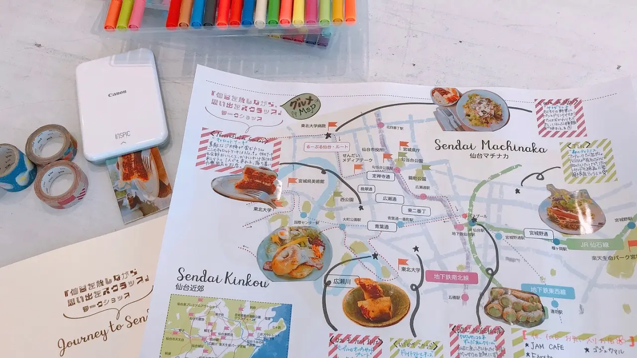 Travel Scrapbook Map Workshop in Sendai
