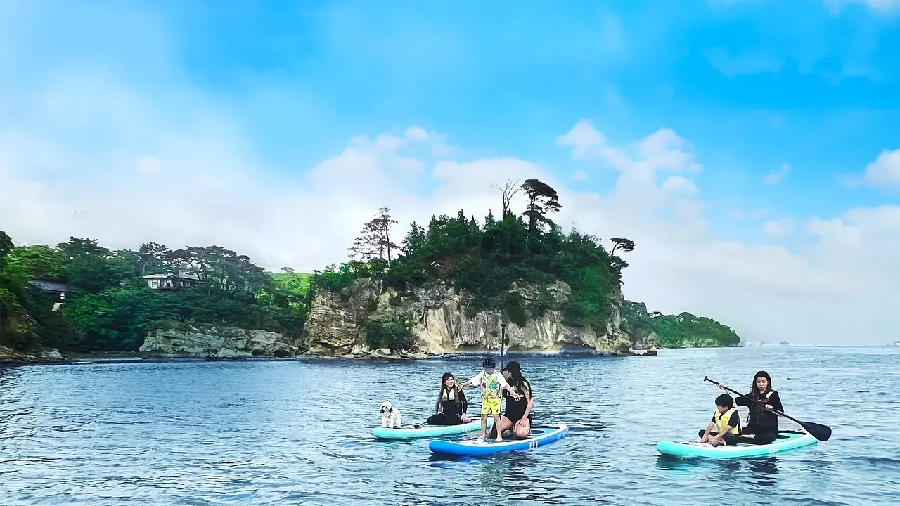 【手ぶらOK！サップ体験】　松島・馬の背　★徒歩10秒で憧れのサップクルージング！駅徒歩7分！無料温水シャワー・更衣室完備！女性、カップル、ファミリー、未経験者大歓迎！